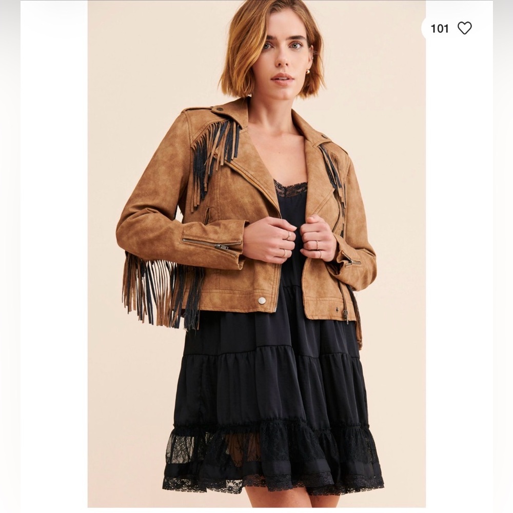 Urban Outfitters Fringe Western Faux Leather Jacket - Small